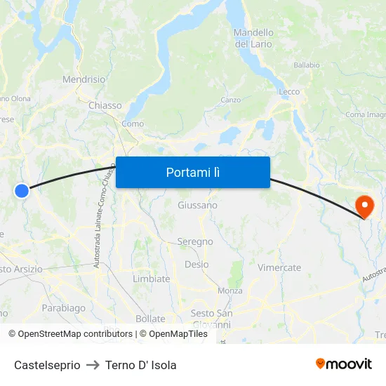 Castelseprio to Terno D' Isola map