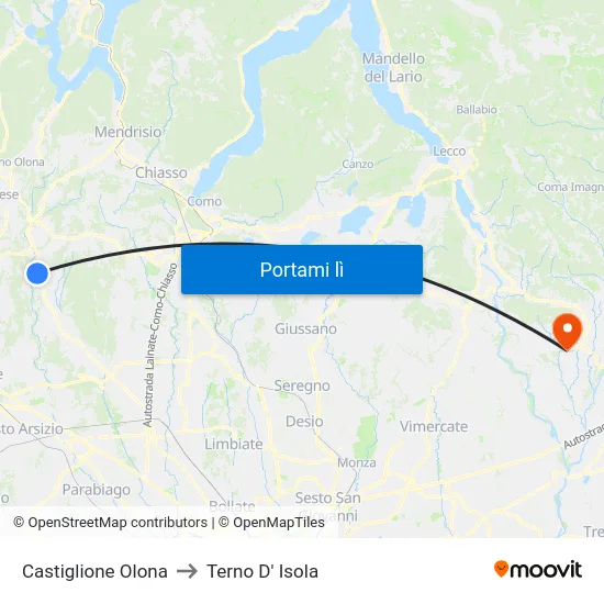 Castiglione Olona to Terno D' Isola map