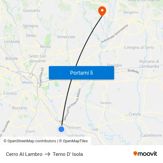 Cerro Al Lambro to Terno D' Isola map