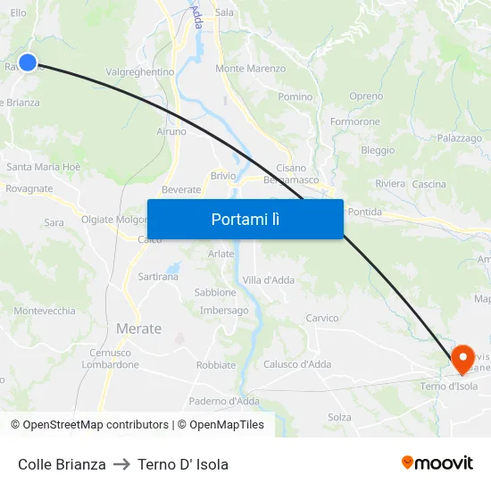 Colle Brianza to Terno D' Isola map
