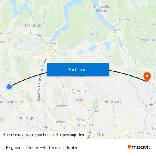 Fagnano Olona to Terno D' Isola map
