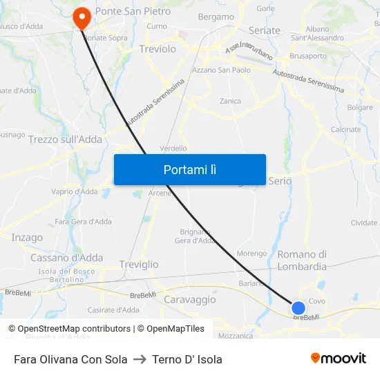 Fara Olivana Con Sola to Terno D' Isola map