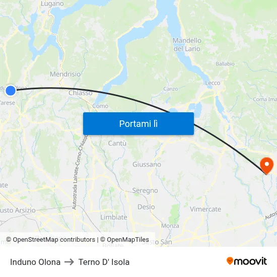 Induno Olona to Terno D' Isola map