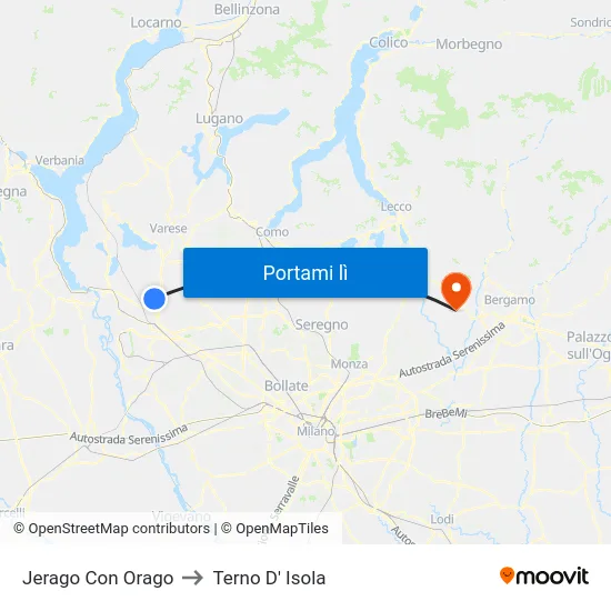 Jerago Con Orago to Terno D' Isola map