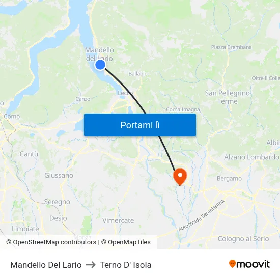 Mandello Del Lario to Terno D' Isola map