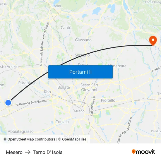 Mesero to Terno D' Isola map