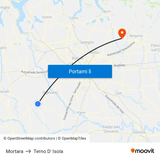 Mortara to Terno D' Isola map