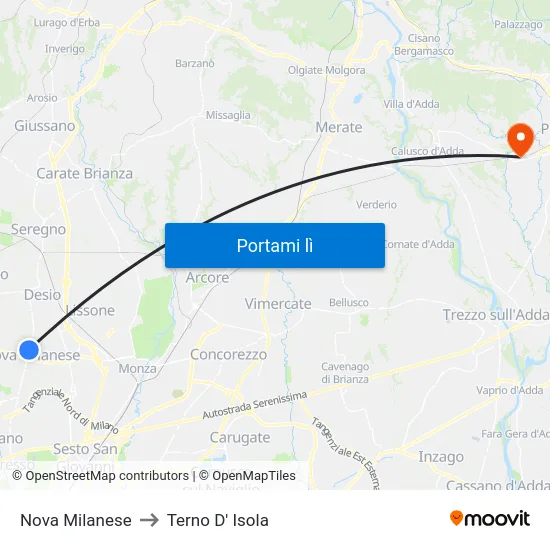 Nova Milanese to Terno D' Isola map