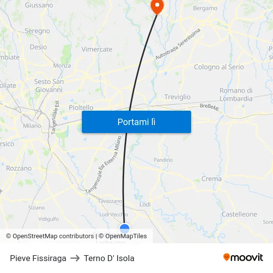 Pieve Fissiraga to Terno D' Isola map