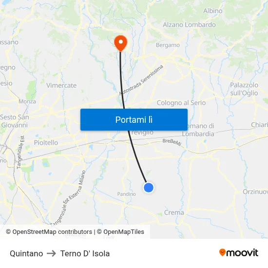 Quintano to Terno D' Isola map