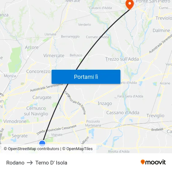 Rodano to Terno D' Isola map