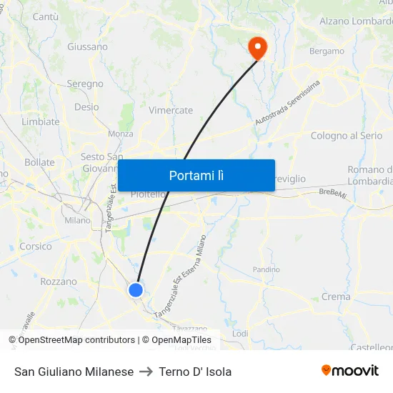 San Giuliano Milanese to Terno D' Isola map