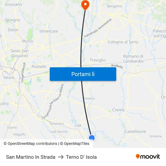 San Martino In Strada to Terno D' Isola map