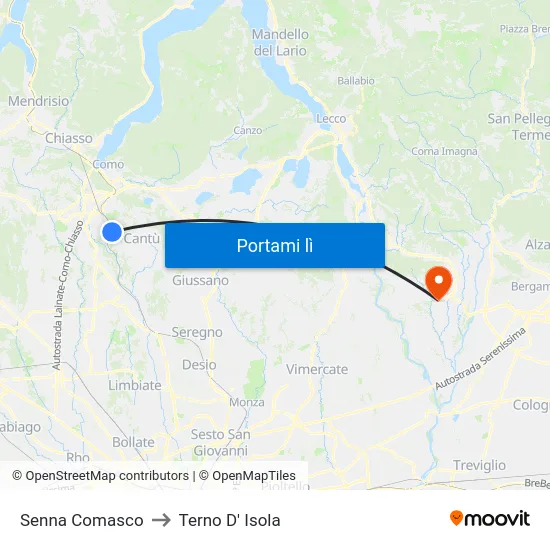 Senna Comasco to Terno D' Isola map