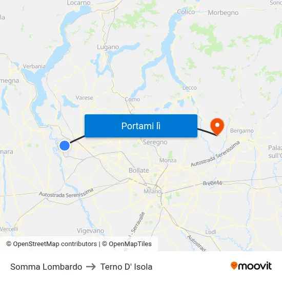 Somma Lombardo to Terno D' Isola map