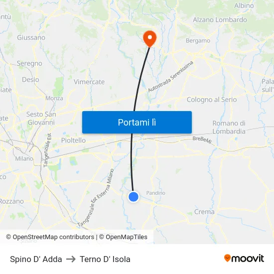 Spino D' Adda to Terno D' Isola map