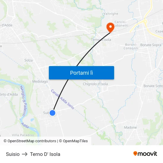 Suisio to Terno D' Isola map