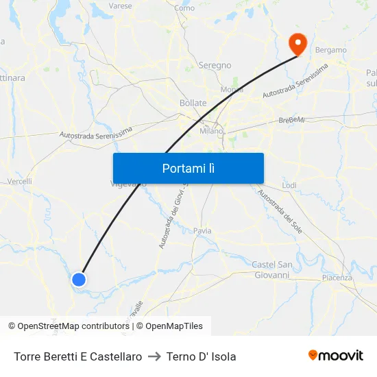 Torre Beretti E Castellaro to Terno D' Isola map