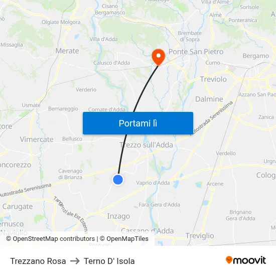 Trezzano Rosa to Terno D' Isola map