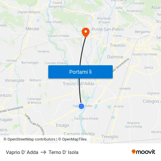Vaprio D' Adda to Terno D' Isola map