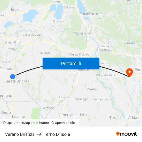 Verano Brianza to Terno D' Isola map