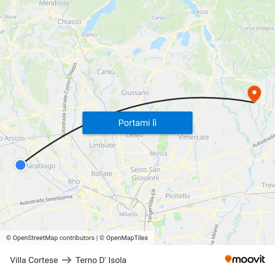 Villa Cortese to Terno D' Isola map