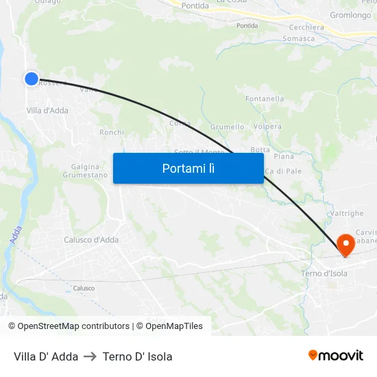 Villa D' Adda to Terno D' Isola map