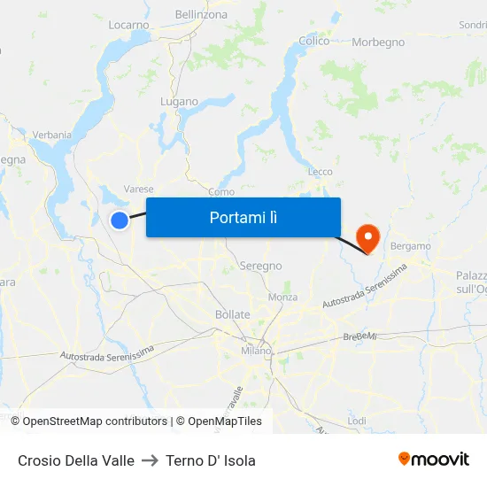 Crosio Della Valle to Terno D' Isola map