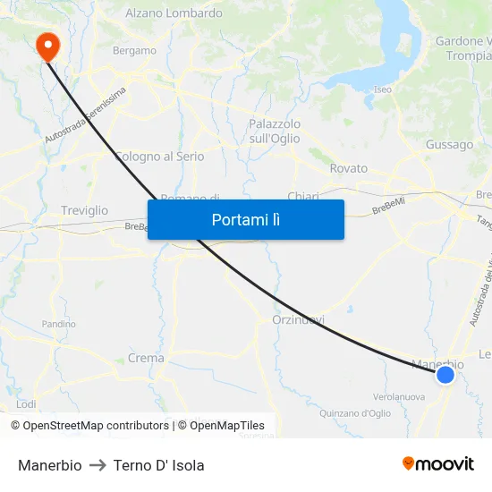 Manerbio to Terno D' Isola map