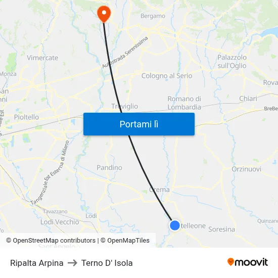 Ripalta Arpina to Terno D' Isola map