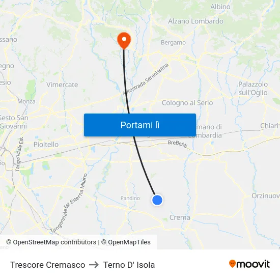 Trescore Cremasco to Terno D' Isola map