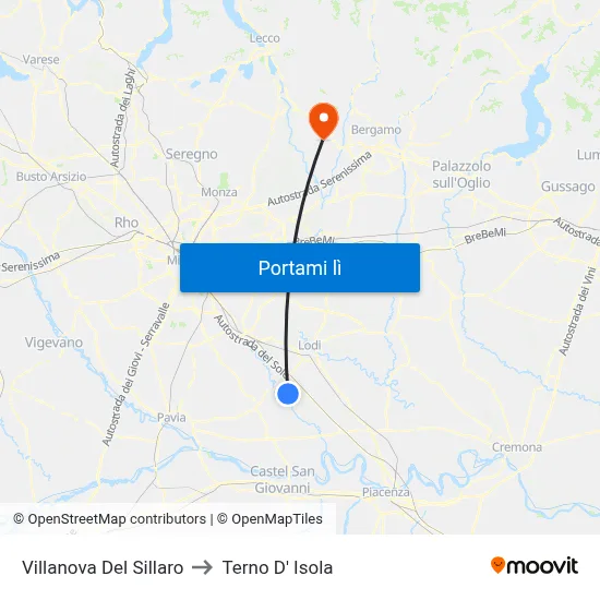 Villanova Del Sillaro to Terno D' Isola map