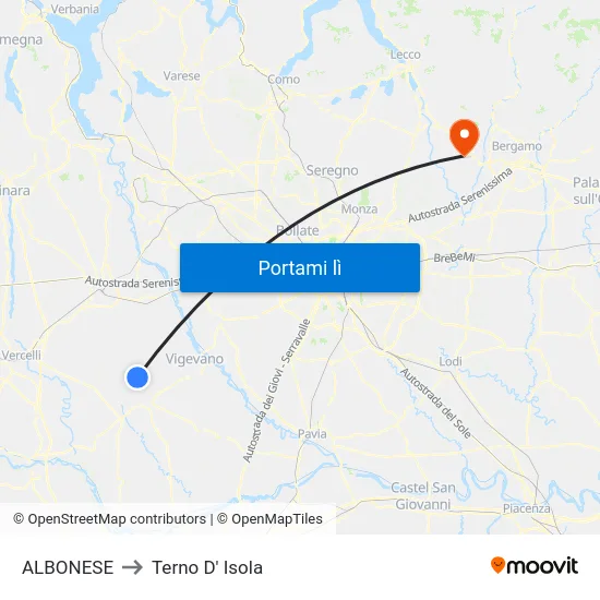 ALBONESE to Terno D' Isola map
