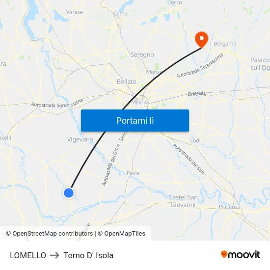 LOMELLO to Terno D' Isola map