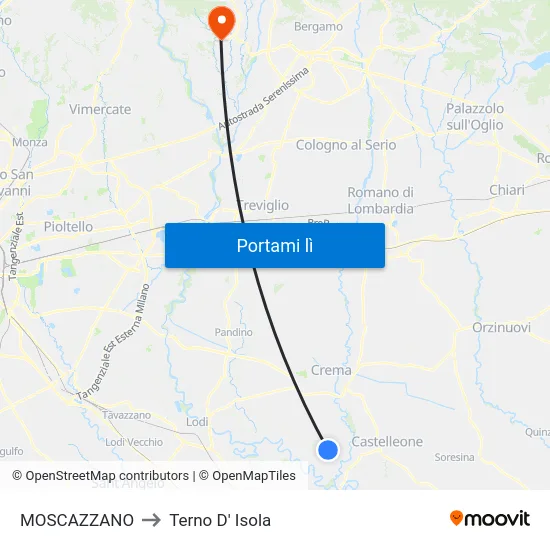 MOSCAZZANO to Terno D' Isola map