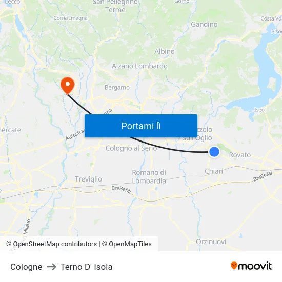 Cologne to Terno D' Isola map