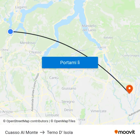 Cuasso Al Monte to Terno D' Isola map