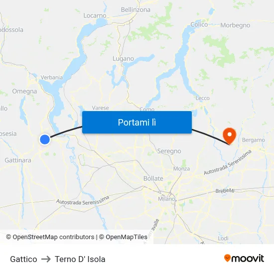 Gattico to Terno D' Isola map