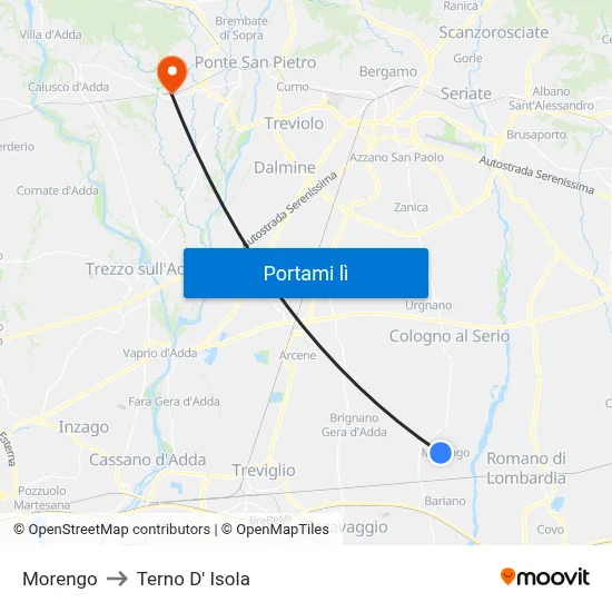 Morengo to Terno D' Isola map