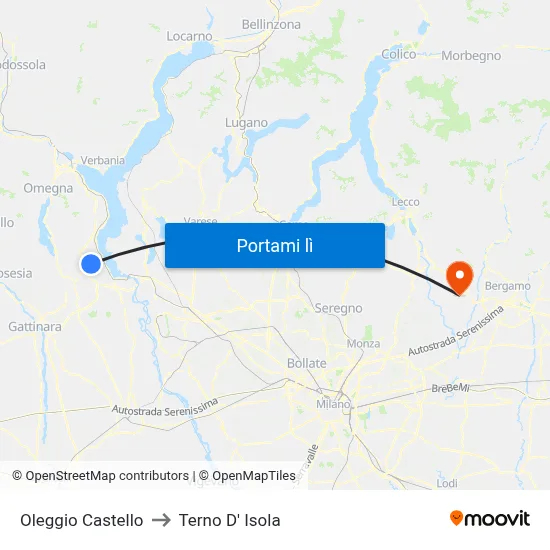 Oleggio Castello to Terno D' Isola map