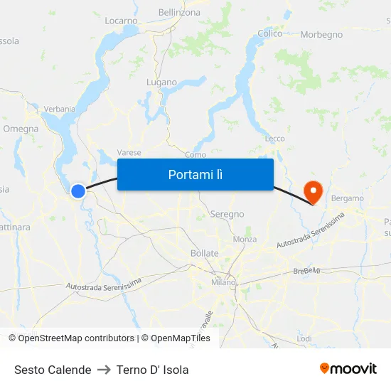 Sesto Calende to Terno D' Isola map