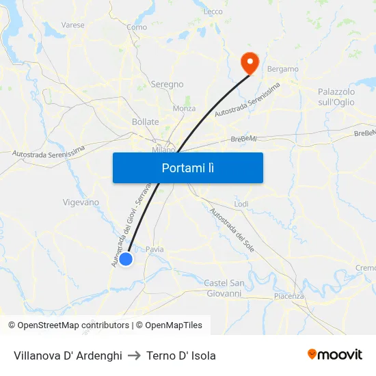 Villanova D' Ardenghi to Terno D' Isola map
