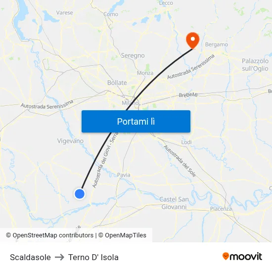 Scaldasole to Terno D' Isola map
