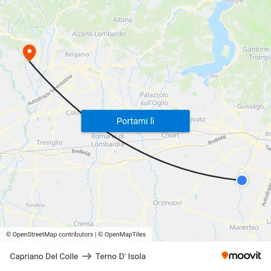 Capriano Del Colle to Terno D' Isola map