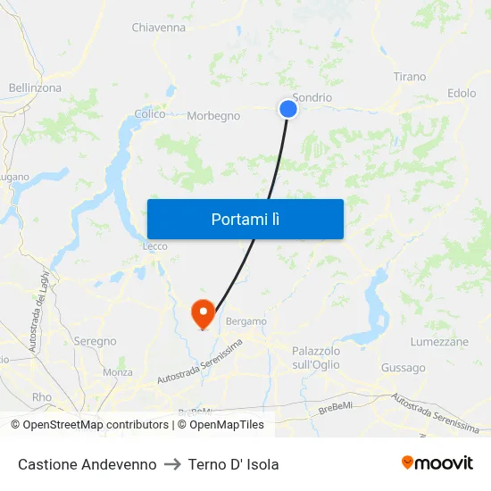 Castione Andevenno to Terno D' Isola map