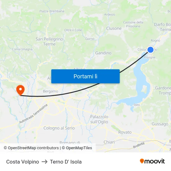 Costa Volpino to Terno D' Isola map