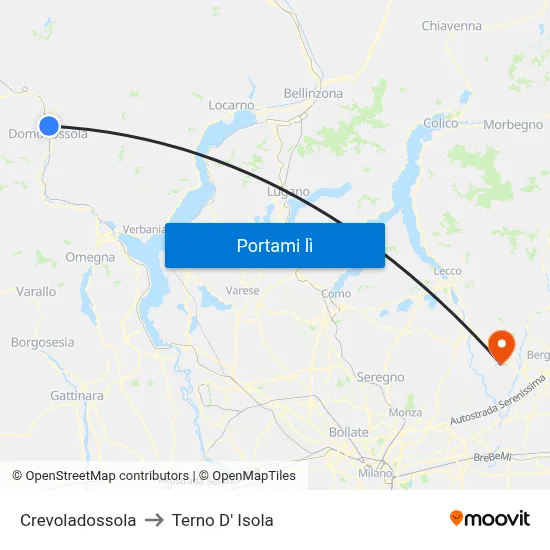 Crevoladossola to Terno D' Isola map