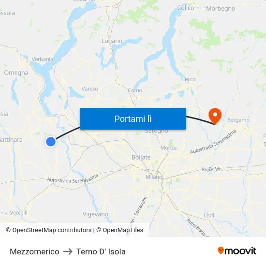 Mezzomerico to Terno D' Isola map