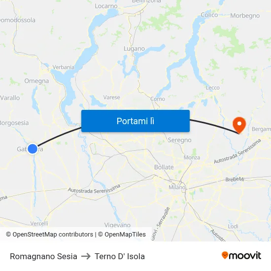 Romagnano Sesia to Terno D' Isola map