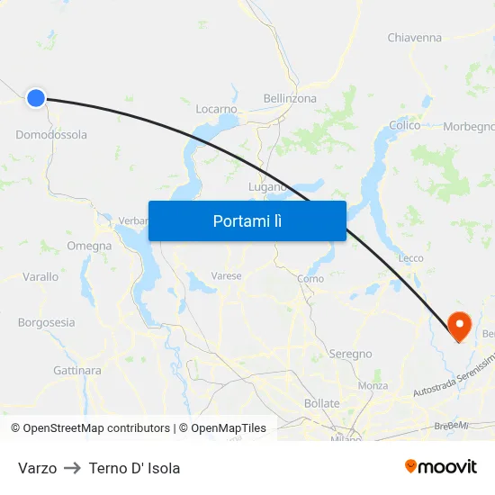 Varzo to Terno D' Isola map